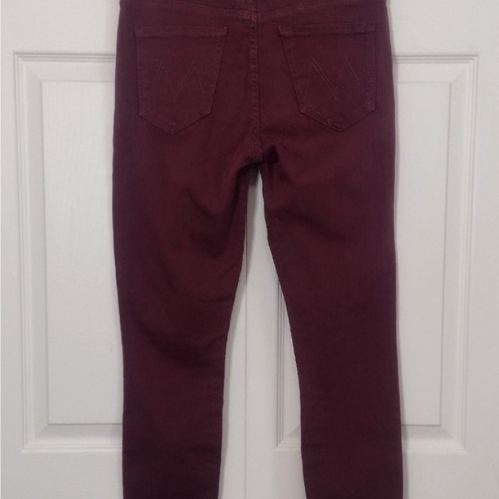 Mother Plum Burgundy 10" High Rise The Looker Ankle Fray Skinny Jeans Size 29